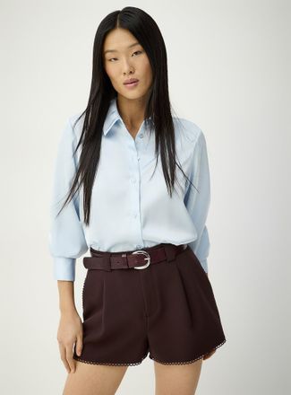 Icone Womens Scalloped edging pleated short