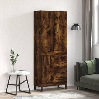 Berkfield Home Highboard Smoked Oak 69.5x34x180 cm Engineered Wood in Brown