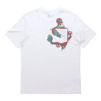 Nike Exploration Dragon Applique Pockets Short-sleeve Tee Men White CV1047-100