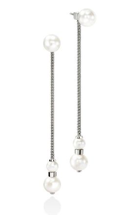 John Hardy JH Essentials Pearl Front/Back Earrings in Silver/Pearl at Nordstrom