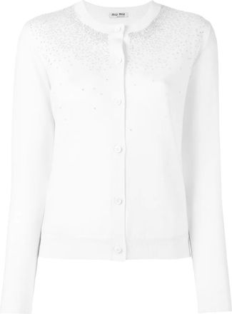 Miu Miu sequin stars cardigan - Wit