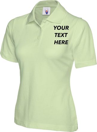 Generic Personalised Ladies Polo Shirt Your Text Logo 17 Colours stag Workwear top (Lime, S, s)