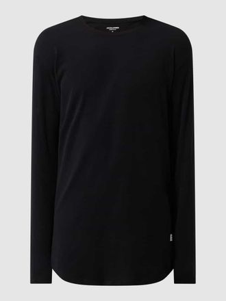 Jack & Jones Jack & Jones Longsleeve mit geripptem Rundhalsausschnitt Modell ENOA in Black, Größe XXL