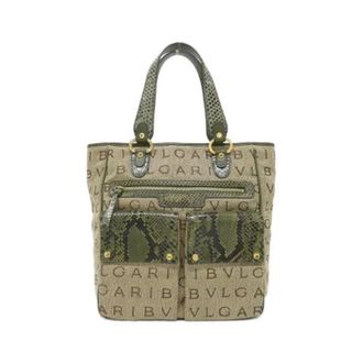 Bulgari Pre-owned Canvas Snake Bag - Dames - Pre-owned - Beige - Maat: ONE Size Leer