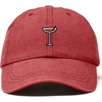 Dalix Espresso Martini Embroidered Hat in Washed Red at Nordstrom