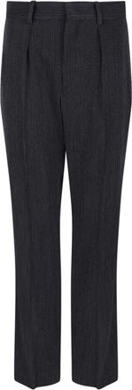 Isabel Marant Zwarte op maat gemaakte broek met witte strepen - Dames - Straight fit broeken - Zwart - 2XS - Broeken