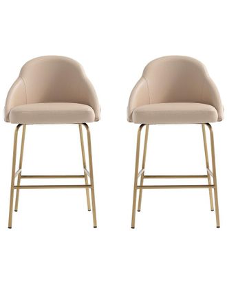 Manhattan Comfort Set Of 2 Gracie Modern Leatherette Counter Stools With Steel Legs