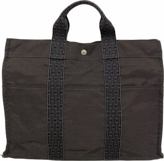 Herm&egrave;s Gray Canvas Tote Bag (Pre-Owned)