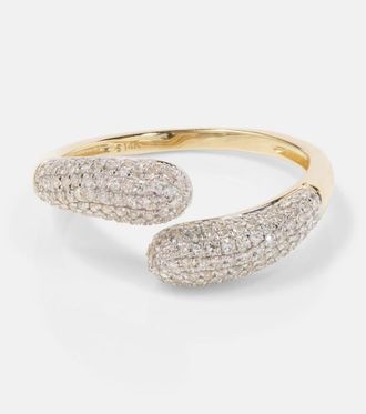 Stone and Strand Hug 14kt gold ring with diamonds