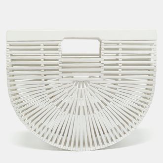 Cult Gaia Ark White Bamboo Clutch