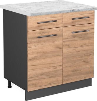 Vicco Mueble Bajo De Cocina Fame-line, Roble Dorado, 80 Cm, Et M&aacute;rmol