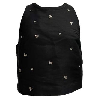 Sandro Sandro Storm Crystal-Embellished Halterneck Top in Black Polyester