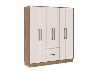 Vente-Unique Armario 6 puertas y 2 cajones - L162 cm - Color: Beige y natural - FEOVA