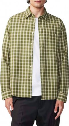 Nn.07 Deon Button Long Sleeve Shirt In Green Check