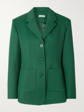 Loewe Blazer In Twill Di Misto Lana - Verde