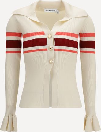 Self Portrait Maglia in viscosa a righe con bottoni Woman XS