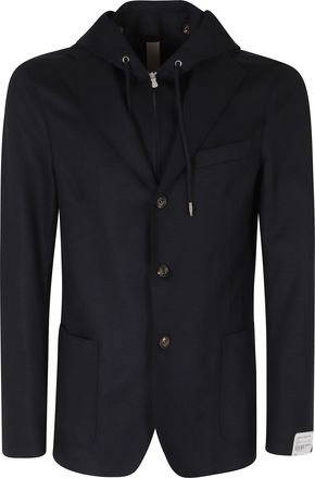 Eleventy Blue Single-Breasted Wool-Blend Jacket