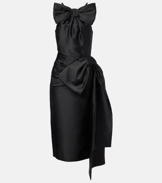 Shushu/Tong Bow-detail satin midi dress
