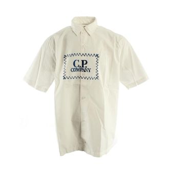 C.P. Company Short Sleeve Shirts, male, White, Size: 2XL Short Sleeve Shirt 14cmsh349a