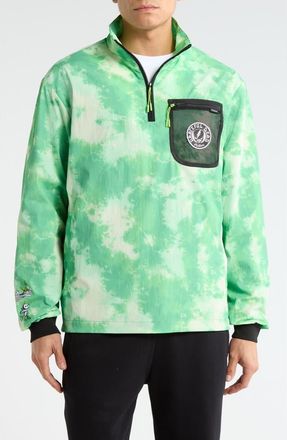 Malbon Golf Grateful Dead Cascade Windshirt in Green Tie Dye at Nordstrom, Size Xx-Large