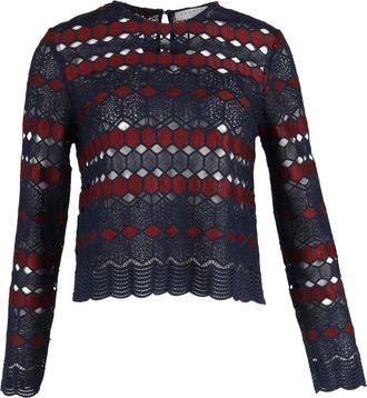 Sandro Sandro kanten blouse in marineblauw polyester