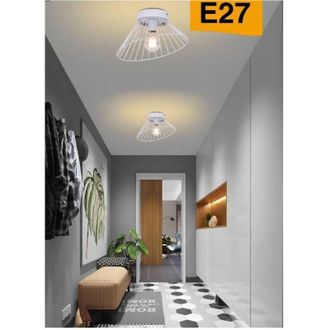 Trade Shop Trade Shop - Plafoniera Paralume Metallo Lampadario Lampada E27 Decorativa Contemporanea C70 - Blanco