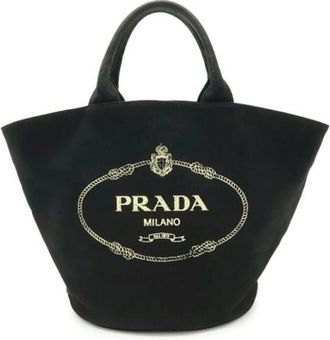 Prada Pre-owned Bucket Bags, female, Black, Size: ONE SIZE Pre-owned Canvas Bucket Bag