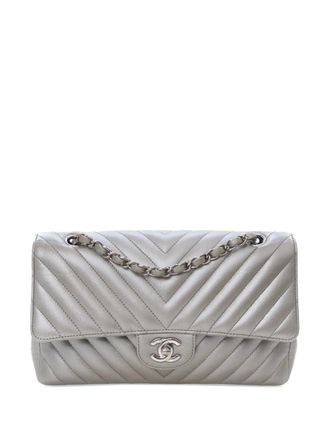 Chanel 2016-2017 medium Classic Caviar Double Flap schoudertas - Zilver