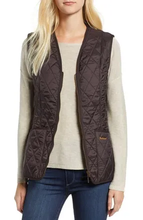Barbour Betty Quilted Fleece Lined Vest in Brown at Nordstrom, Size 14 Us