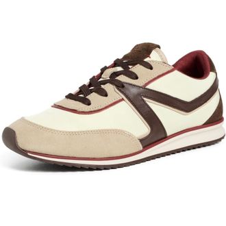 Rag & Bone Womens Retro Trainer Sneakers, Cream/Dark Brown