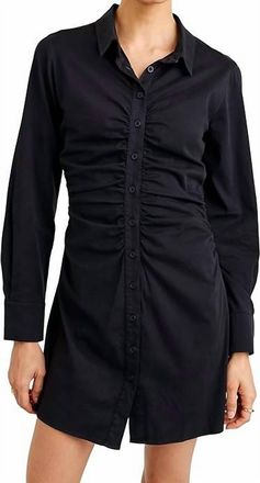 Bella Dahl Long Sleeve Shirred Dress In Black