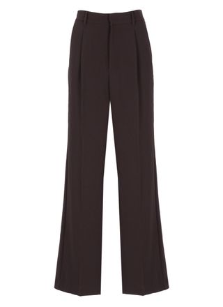 Andamane Purple Wide-Leg Crepe Pants