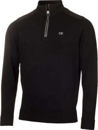 Calvin Klein Mens G Half Z Sweat in Black - Size X-Large