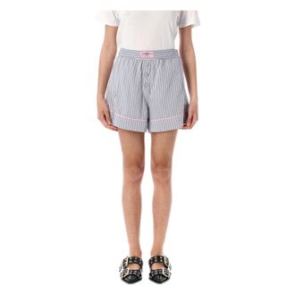Ganni Short Shorts, female, Blue, XS, Light Blue Striped Bermuda Shorts