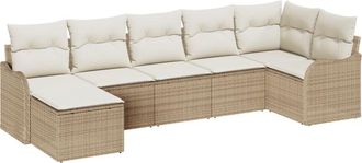 vidaXL Vidaxl - Garden Sofa Set with Cushion 7 pcs Beige, white Poly rattan