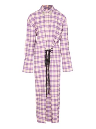 Essentiel checked crystal-embellished midi dress - Purple