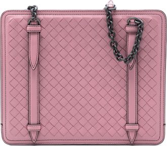 Bottega Veneta Pre-owned Womens Nappa Intrecciato Chain Shoulder Bag - Light Pink Leather - One Size