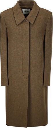 Low Classic Single-Breasted Coats, female, Brown, Size: M Fluffy Wool Mac Coat