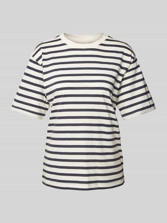 Jake*s Casual Oversized T-Shirt mit Streifenmuster in Dunkelblau, Gr&ouml;&szlig;e XS