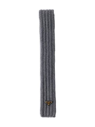 Prada enamelled triangle rib knit scarf - Grey
