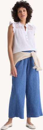 Nautica Womens Striped Crinkle Pull-On Pant