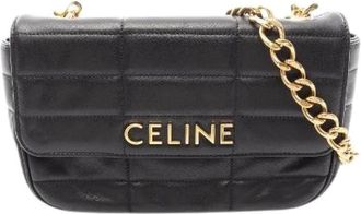 Celine Pre-owned Matelasse Monochrome Leren Schoudertas - Dames - Vintage Schoudertas - Zwart - ONE Size - Leer - Vintage