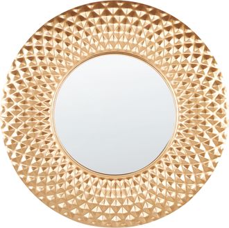 Beliani Espejo Moderno Redondo Decorativo Colgante Entrada Sala De Estar 60 Cm Accesorio Decoraci&oacute;n Dorado Combe