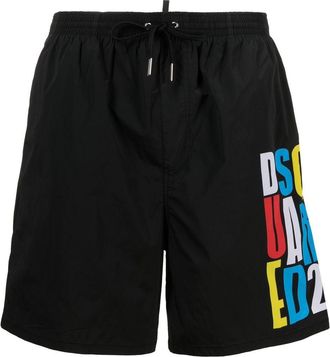 Dsquared2 logo print drawstring swim shorts - men - Elastane/Polyamide - 52 - Black