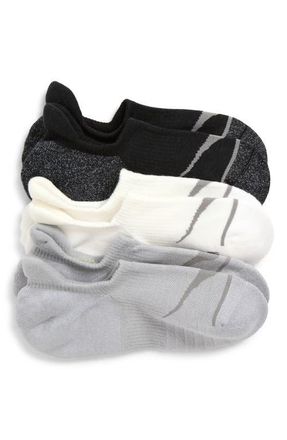 Hoka One One Invisible 3-Pack No-Show Socks in Wht /Stellar Grey /Black at Nordstrom, Size Small