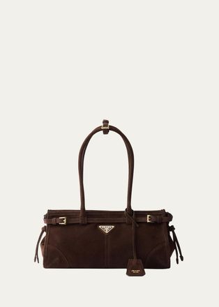 Prada Bonnie Medium Suede Shoulder Bag
