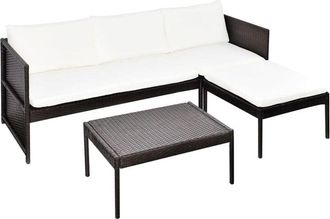 vidaXL Vidaxl - 3 Piece Garden Lounge Set with Cushions Poly Rattan Brown