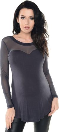 Purpless Maternity Top Sheer Mesh Heart Shaped Cleavage Pregnancy Blouse Shirt for Pregnant Women D020 (18, Graphite)