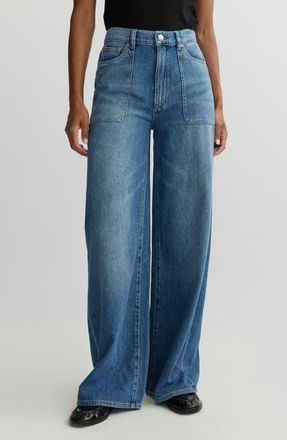 DL1961 Hepburn High Waist Wide Leg Jeans in Meadow Lake Aura at Nordstrom, Size 23