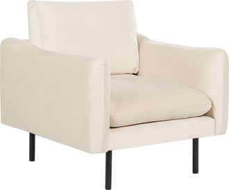 Beliani Beliani - Sill&oacute;n De Terciopelo Respaldo Acolchado Patas Negras Estilo Retro Moderno Beige Claro Vinterbro